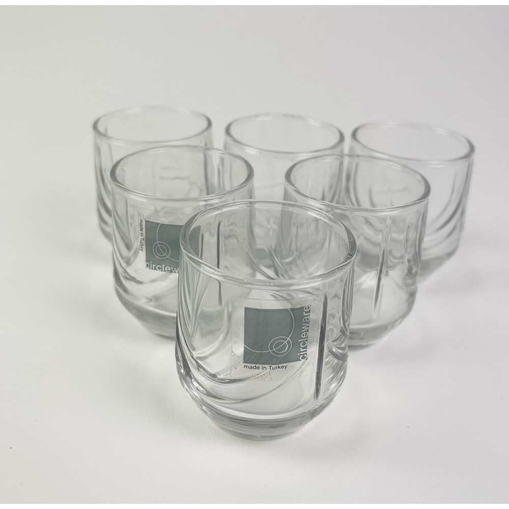 Circleware Set of 6 Clear 2oz Swirl Design Shot‎ Glasses Unused